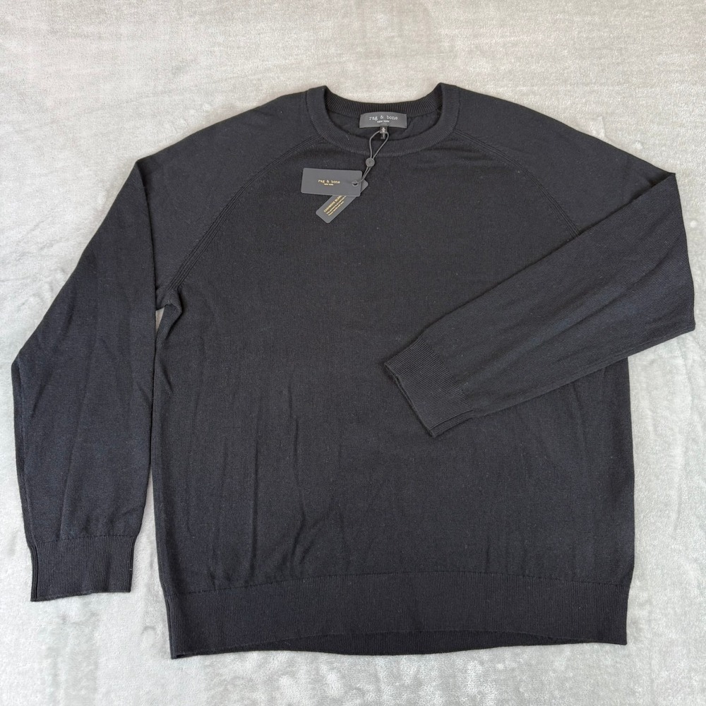 Rag & Bone Vinny Cashmere Wool Sweater Mens XL Black Soft Stretch $398 New NWT